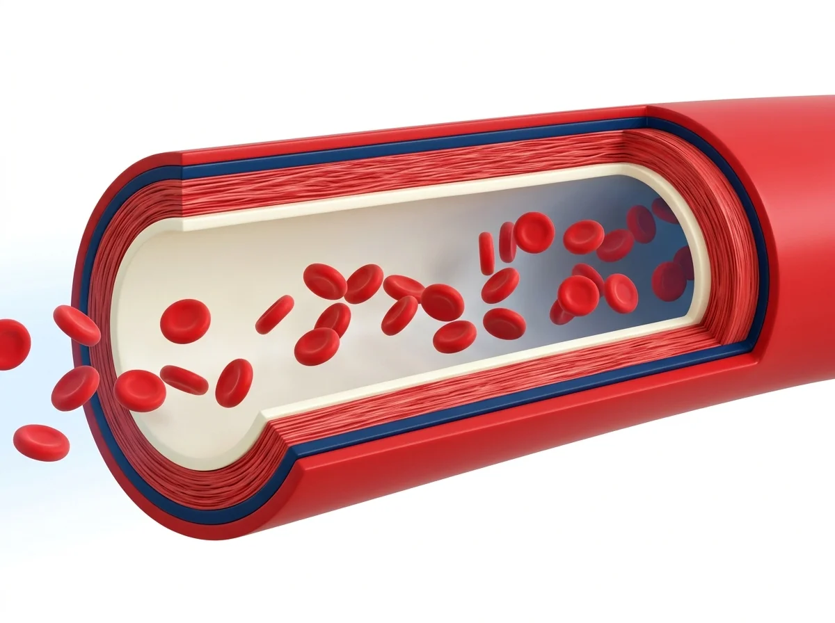 Stylized 3D illustration of healthy blood vessel cross-section - educational wellness diagram