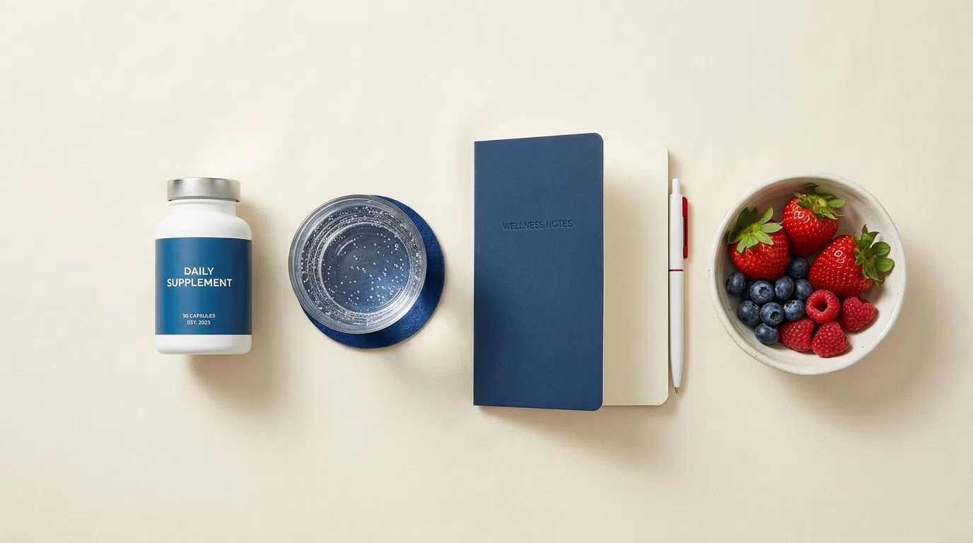 Everyday energy and circulation support supplement review - daily wellness routine flat lay
